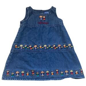Vintage Baby Crew Denim Dress Embroidered Best Friends School Kids Jumper 24M